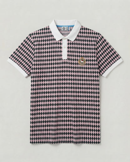 Polo Intarsio rosa e verde